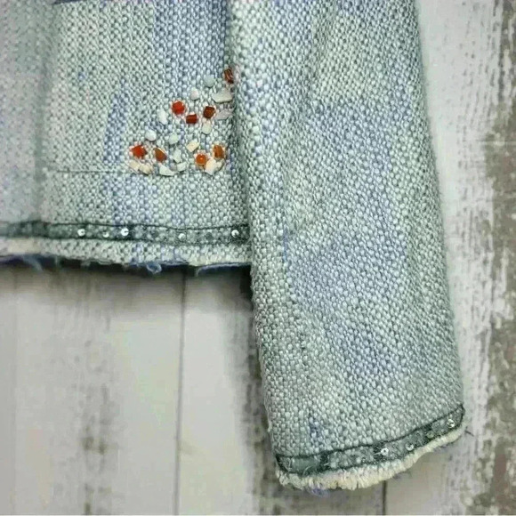 CACHE Boucle Tweed Top Jacket Lined Embellished Beads - Picture 7 of 7